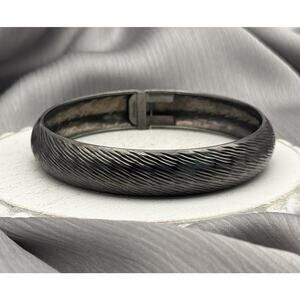 Liam Sterling Silver Rope Wire Textured Bangle Hinged Bracelet 13 Grams / 7.5 In